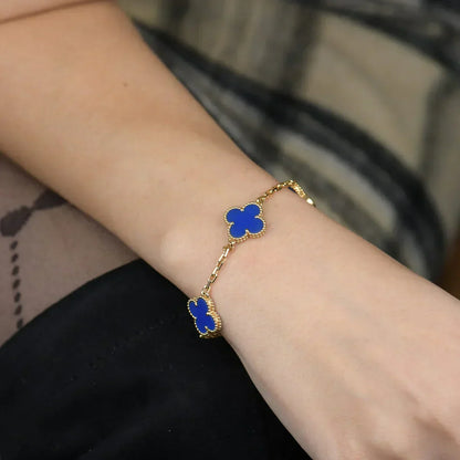 [LUXE] CLOVER 5 MOTIF BLUE AGATE BRACELET COLLECTION