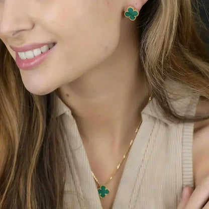 [LUXE]CLOVER MINI 9.5MM MALACHITE  EARRINGS