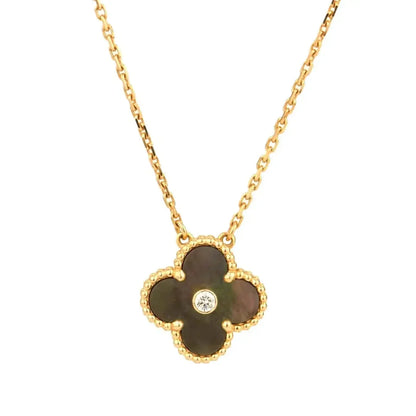 [LUXE]CLOVER 15MM DIAMOND AND MOTHER-OF-GREY NECKLACE