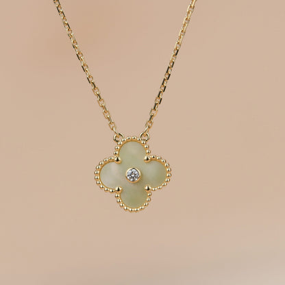 [LUXE]CLOVER 15MM DIAMOND GOLD MOTHER OF PEARL NECKLACE