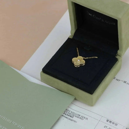 [LUXE]CLOVER 15MM DIAMOND GOLD MOTHER OF PEARL NECKLACE