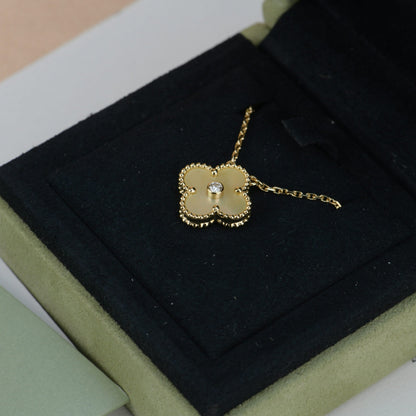 [LUXE]CLOVER 15MM DIAMOND GOLD MOTHER OF PEARL NECKLACE