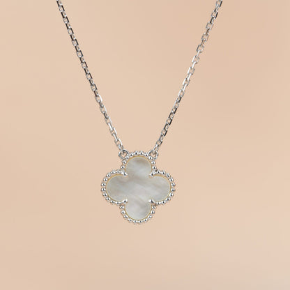 [LUXE]CLOVER  15MM WHITE MOTHER-OF-PEARL SILVER