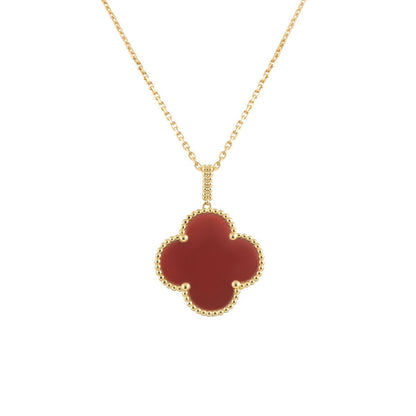 [LUXE]CLOVER 25MM NECKLACE GOLD CARNELIAN