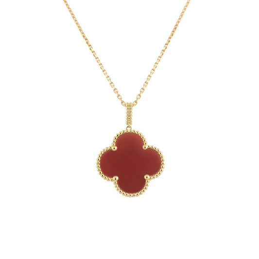 [LUXE]CLOVER 25MM NECKLACE GOLD CARNELIAN
