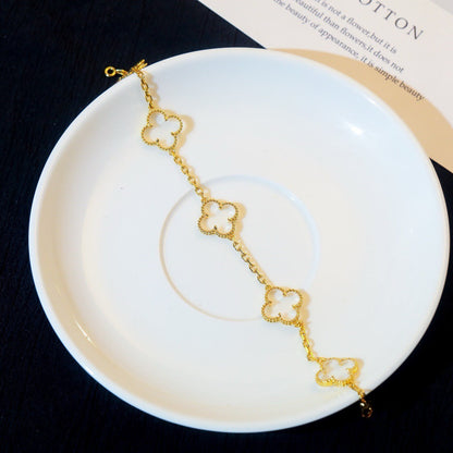 [LUXE]CLOVER 5 MOTIF ROCK CRYSTAL BRACELET