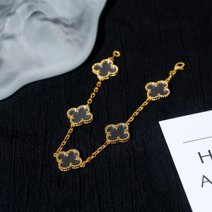 [LUXE]CLOVER 5 MOTIF ROCK CRYSTAL BRACELET