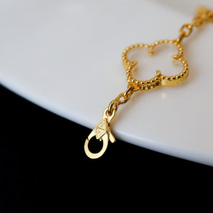 [LUXE]CLOVER 5 MOTIF ROCK CRYSTAL BRACELET