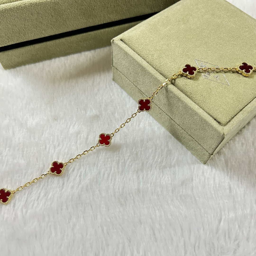 [LUXE]CLOVER 6 MOTIF RED AGATE BRACELET