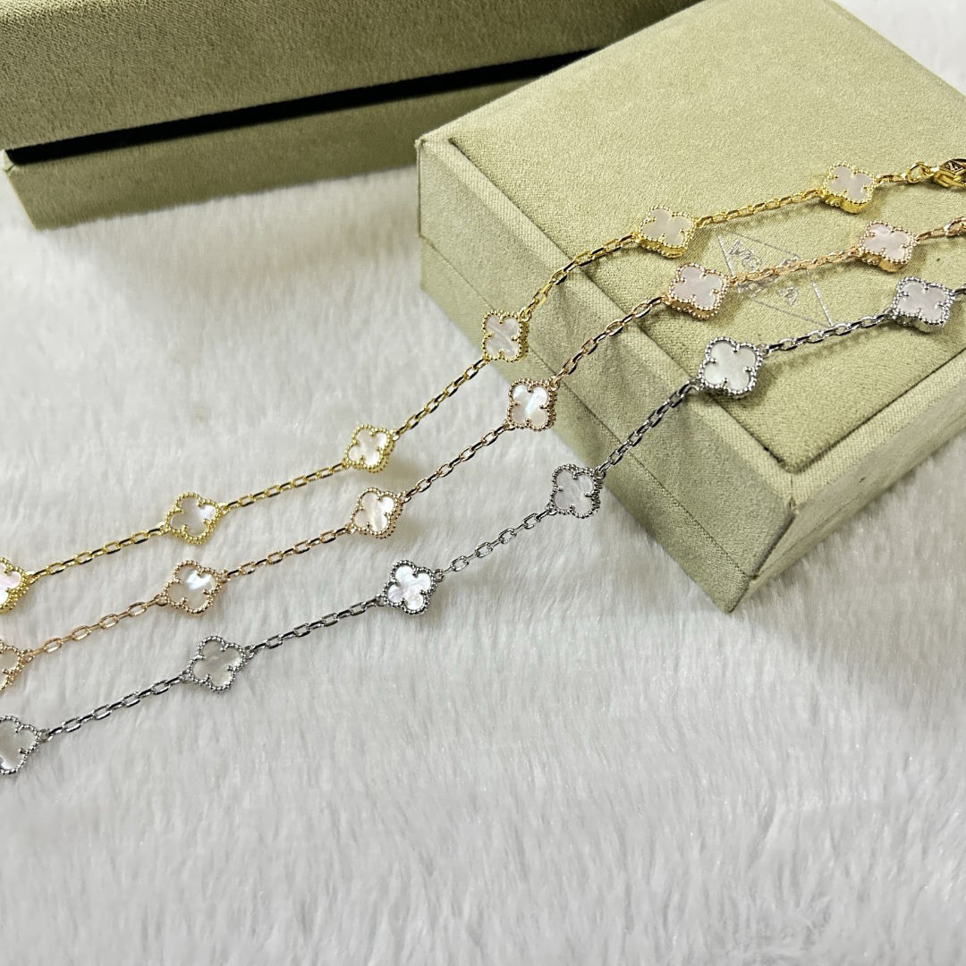 [LUXE]CLOVER 6 MOTIF WHITE MOP BRACELET