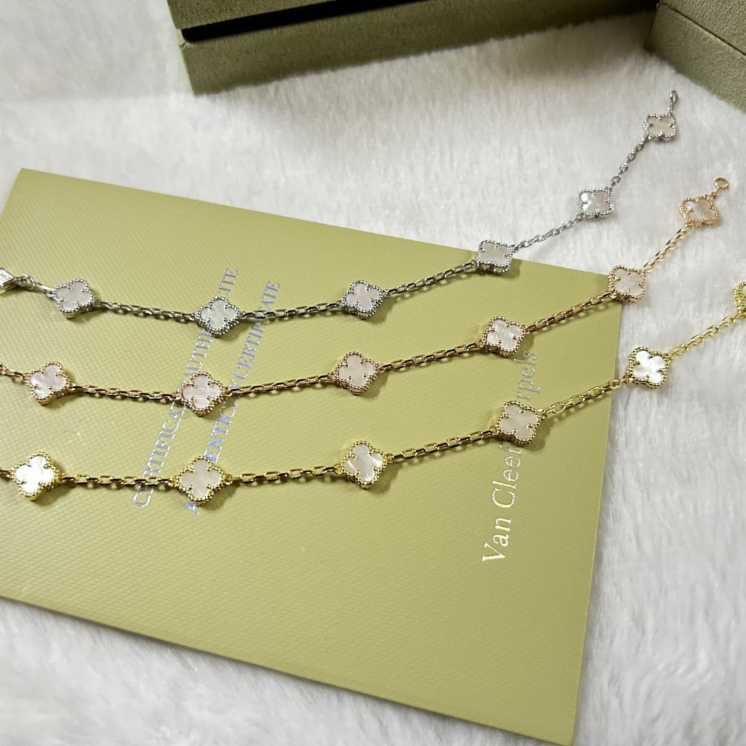 [LUXE]CLOVER 6 MOTIF WHITE MOP BRACELET