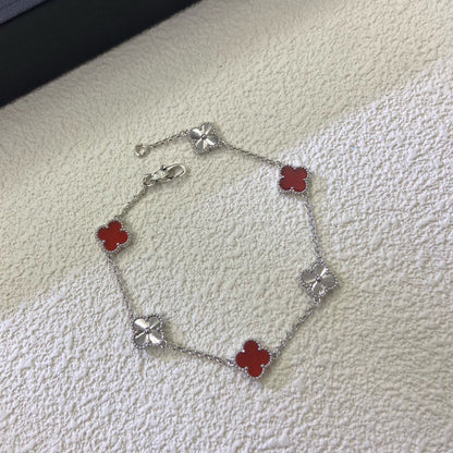 [LUXE]CLOVER 6 MOTIF RED AGATE LASER BRACELET