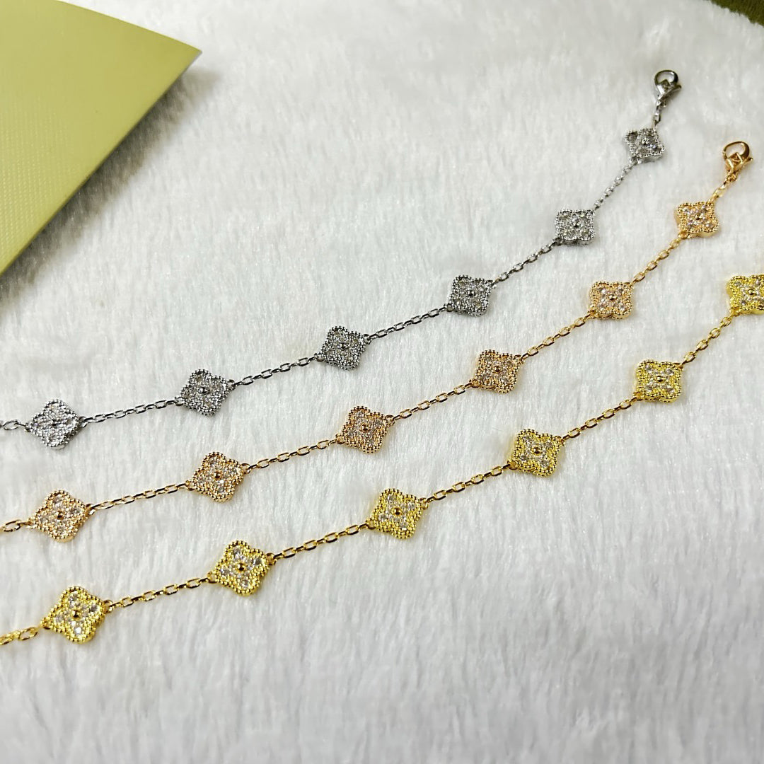 [LUXE]CLOVER 6 MOTIF DIAMOND BRACELET