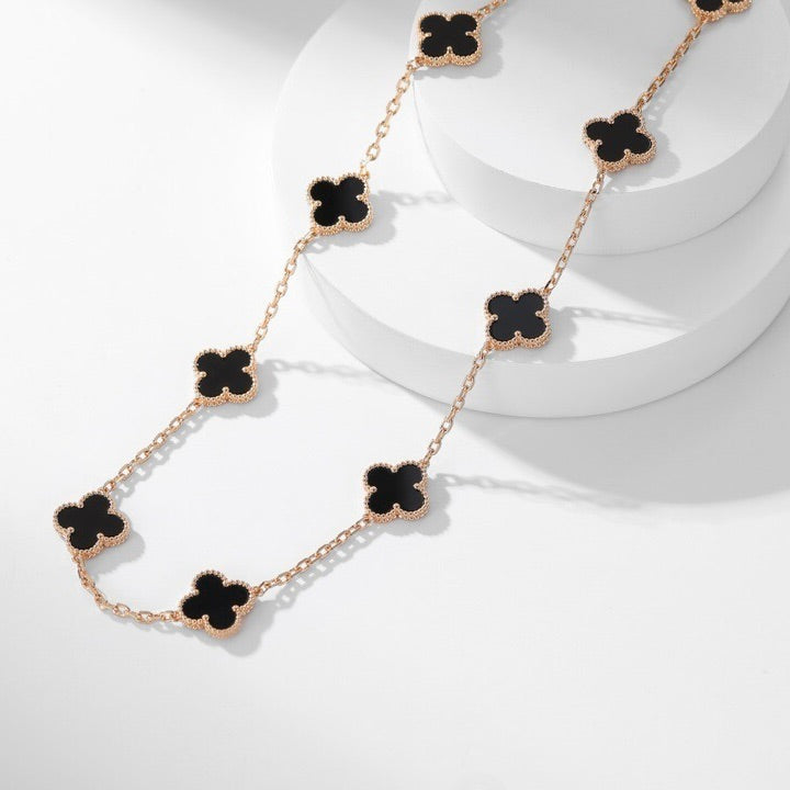 [LUXE]CLOVER 10 MOTIFS ONYX NECKLACE