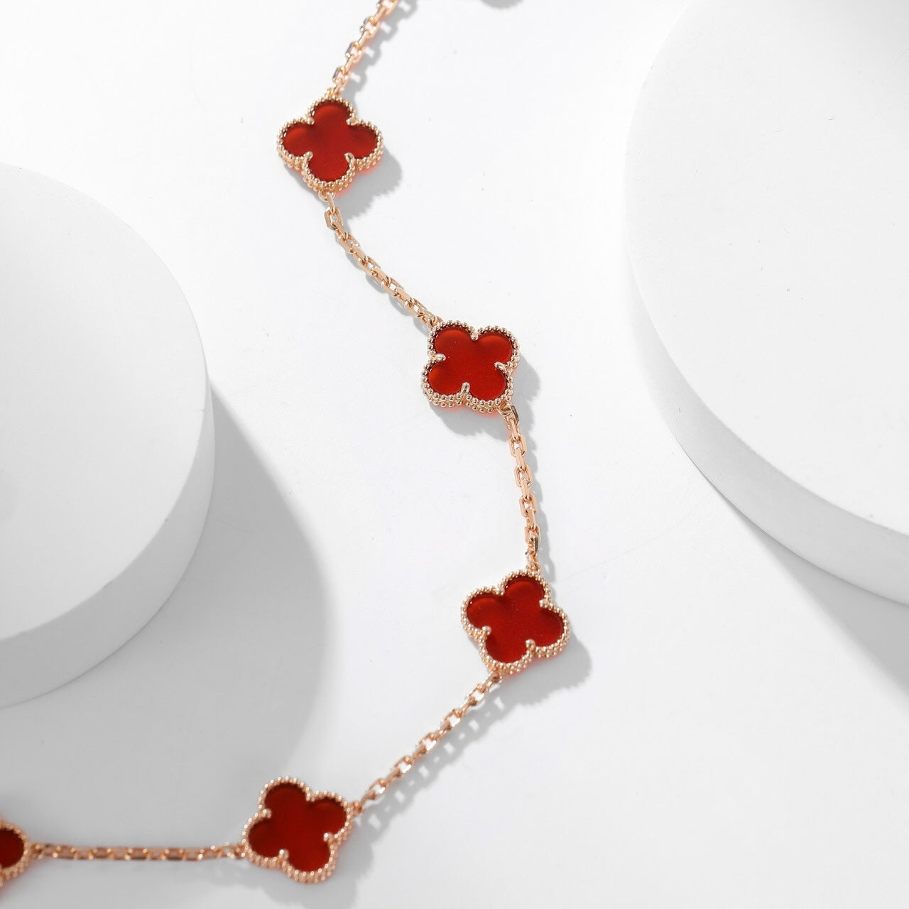 [LUXE]CLOVER 10 MOTIFS CARNELIAN NECKLACE