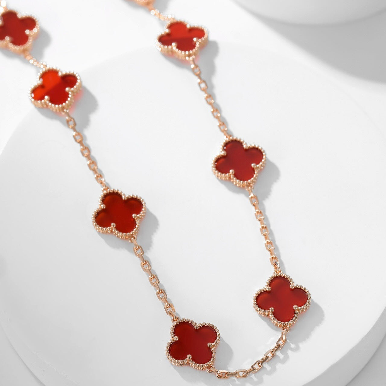 [LUXE]CLOVER 10 MOTIFS CARNELIAN NECKLACE