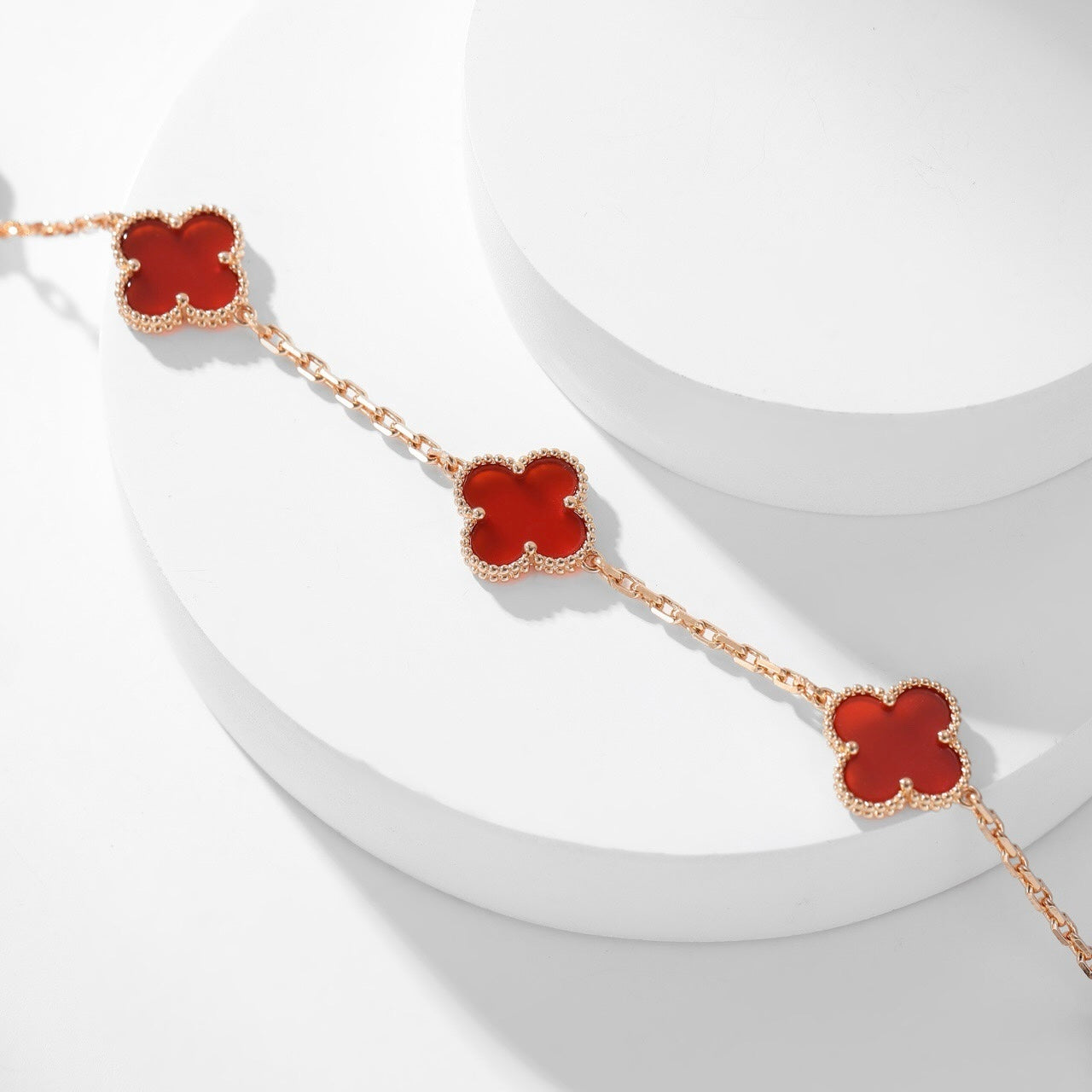 [LUXE]CLOVER 10 MOTIFS CARNELIAN NECKLACE