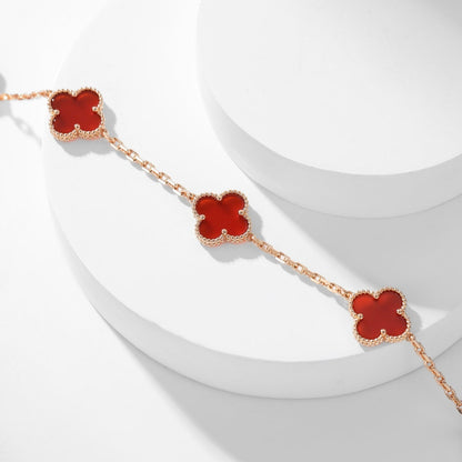 [LUXE]CLOVER 10 MOTIFS CARNELIAN NECKLACE