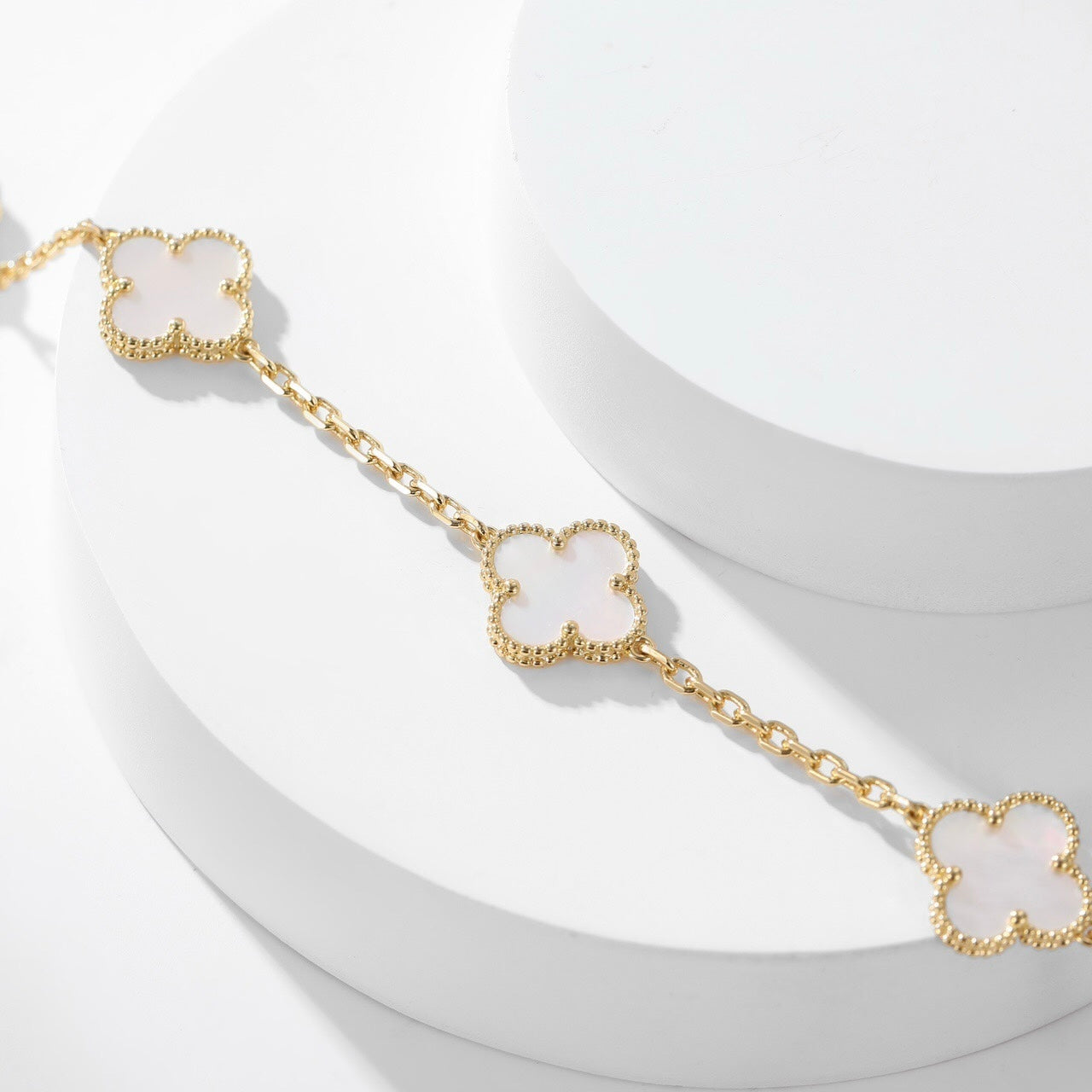 [LUXE]CLOVER 10 MOTIFS WHITE MOTHER OF PEARL NECKLACE