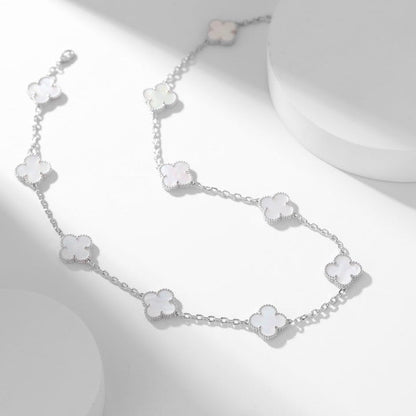 [LUXE]CLOVER 10 MOTIFS WHITE MOTHER OF PEARL NECKLACE