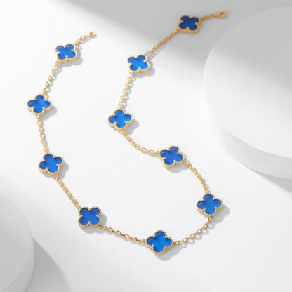 [LUXE]CLOVER 10 MOTIFS BLUE AGATE NECKLACE