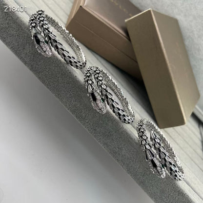 [LUXE】NEW OBSIDIAN & DIAMOND SERPENT BRACELET