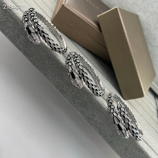 [LUXE】NEW OBSIDIAN & DIAMOND SERPENT BRACELET