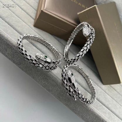 [LUXE】NEW OBSIDIAN & DIAMOND SERPENT BRACELET