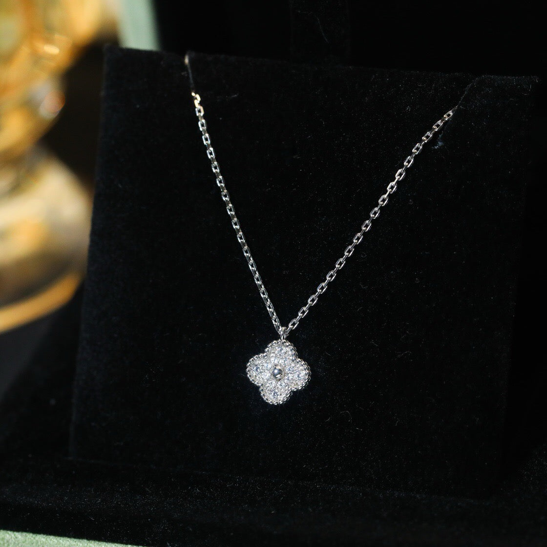 [LUXE]CLOVER MINI 9.5MM PENDANT DIAMOND NECKLACE