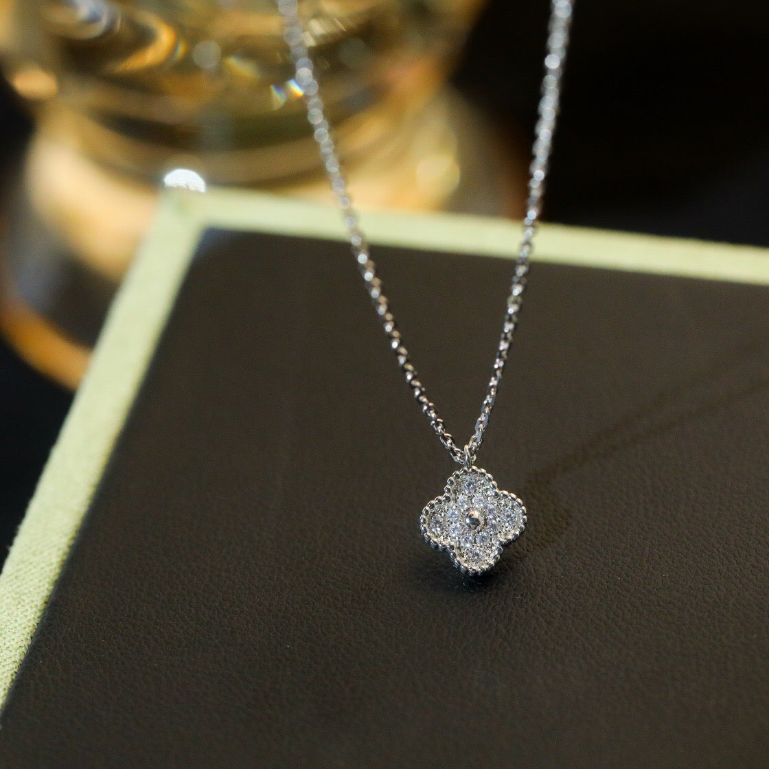 [LUXE]CLOVER MINI 9.5MM PENDANT DIAMOND NECKLACE