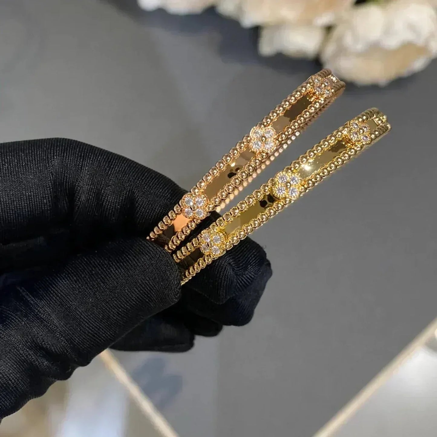 [LUXE]CLOVER BRACELET 4MM DIAMONDS