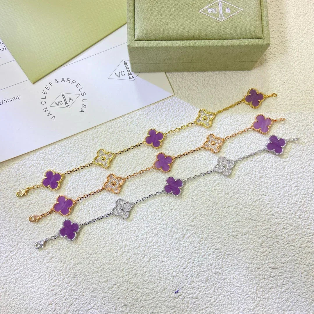 [LUXE] CLOVER 5 MOTIF VIOLET BRACELET COLLECTION