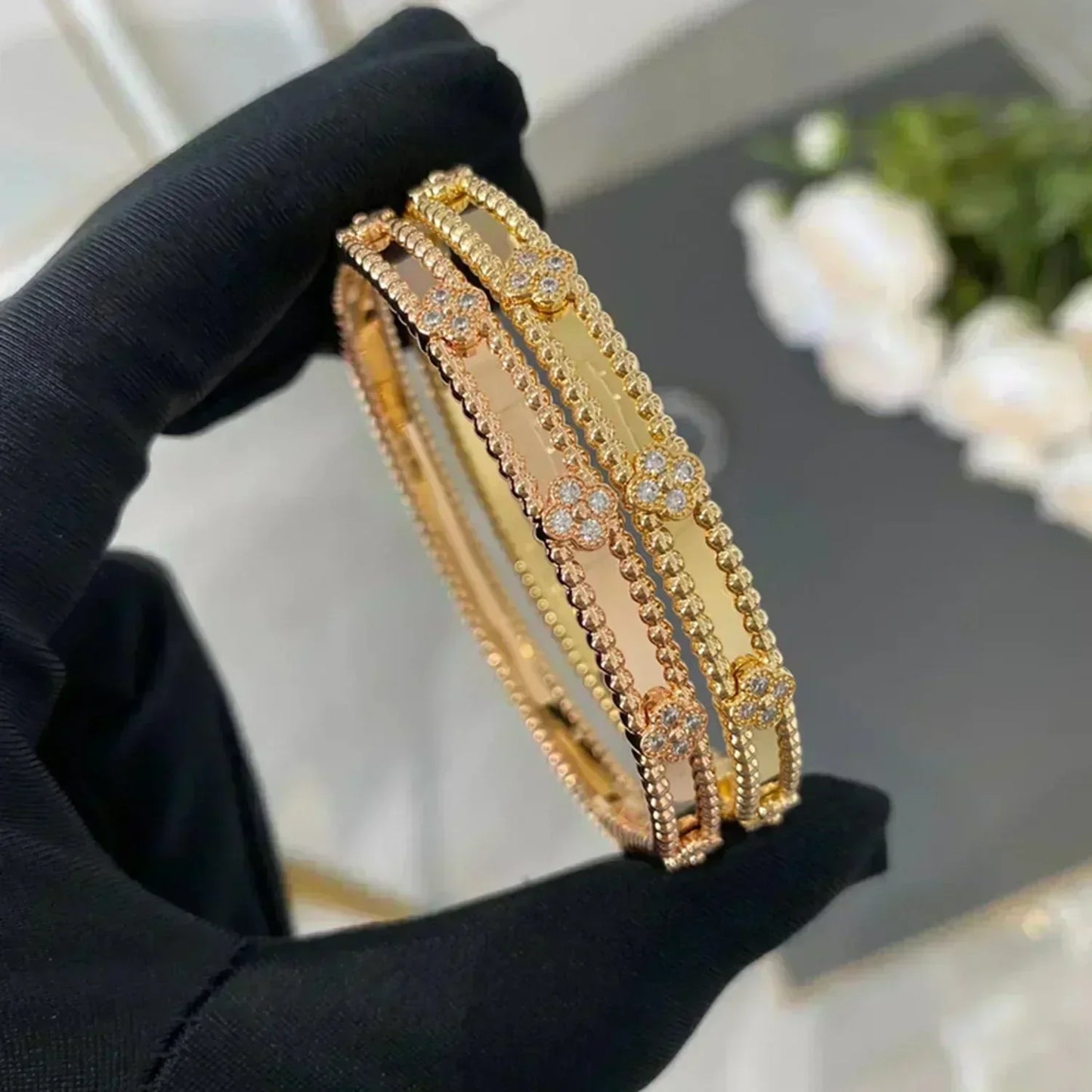 [LUXE]CLOVER BRACELET 4MM DIAMONDS