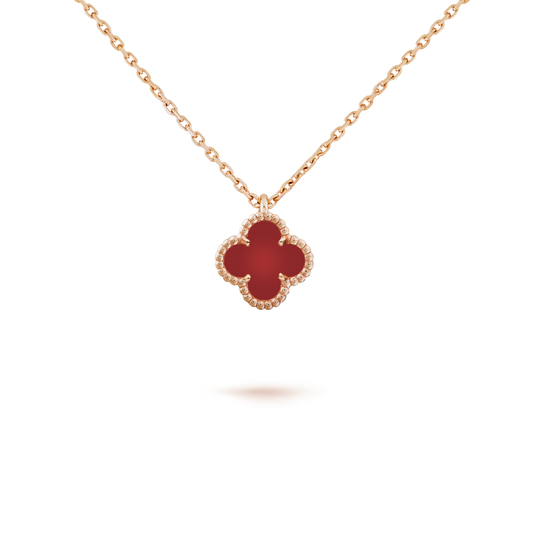 [LUXE]CLOVER MINI 9.5MM WHITE CARNELIANS NECKLACE