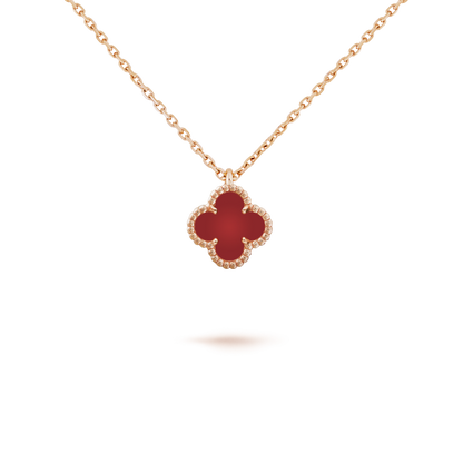 [LUXE]CLOVER MINI 9.5MM WHITE CARNELIANS NECKLACE