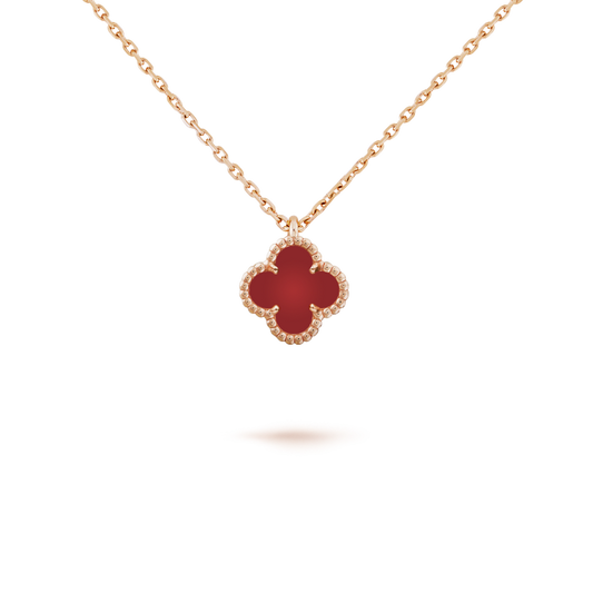 [LUXE]CLOVER MINI 9.5MM WHITE CARNELIANS NECKLACE