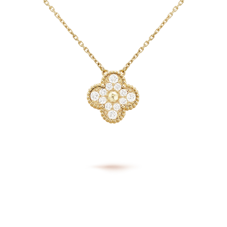 [LUXE]CLOVER 15MM DIAMOND SINGLE FLOWER NECKLACE