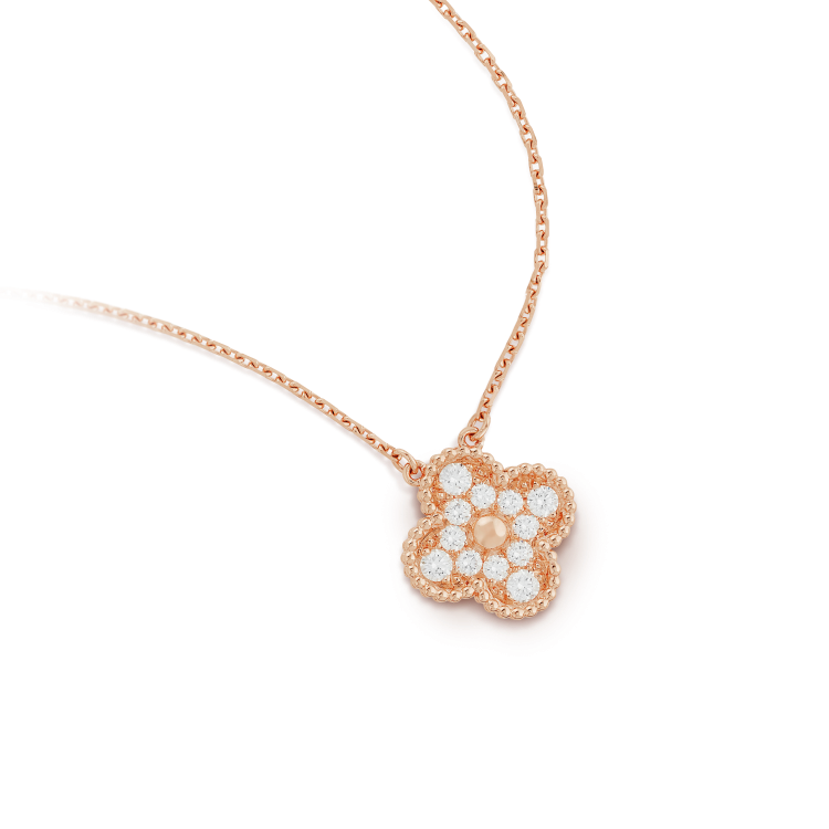 [LUXE]CLOVER 15MM DIAMOND SINGLE FLOWER NECKLACE
