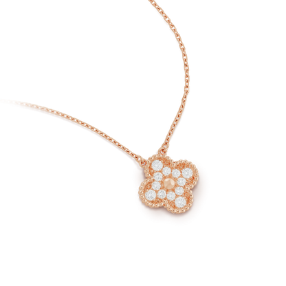[LUXE]CLOVER 15MM DIAMOND SINGLE FLOWER NECKLACE