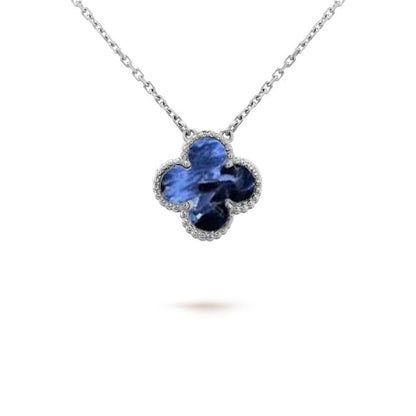 [LUXE]CLOVER 15MM PIETERSITE NECKLACE SILVER