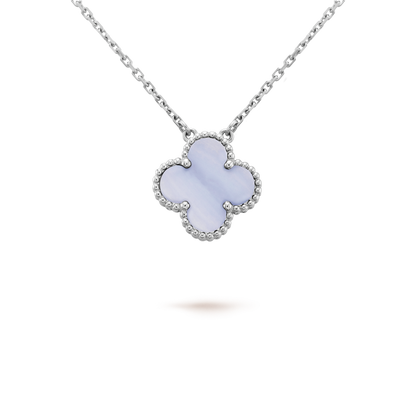 [LUXE]CLOVER 15MM BLUE CHALCEDONY NECKLACE SILVER