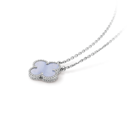 [LUXE]CLOVER 15MM BLUE CHALCEDONY NECKLACE SILVER