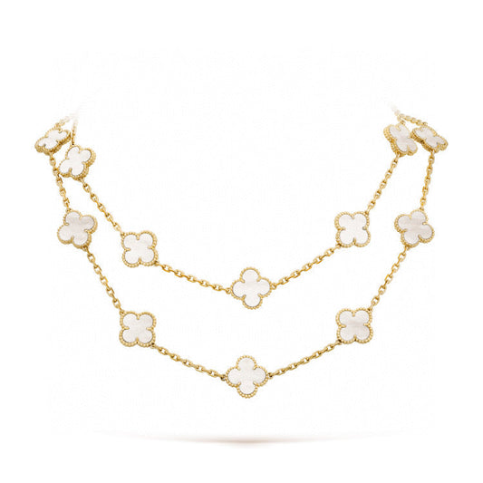 [LUXE]CLOVER 20 MOTIFS WHITE MOP NECKLACE