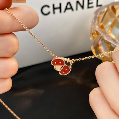 [LUXE]LUCKY  CARNELIANS LADYBUG NECKLACE