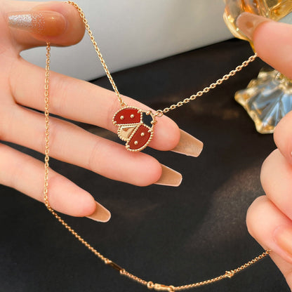 [LUXE]LUCKY  CARNELIANS LADYBUG NECKLACE