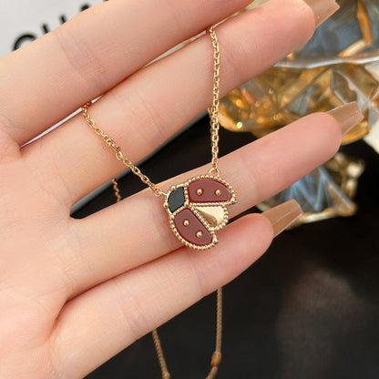 [LUXE]LUCKY  CARNELIANS LADYBUG NECKLACE