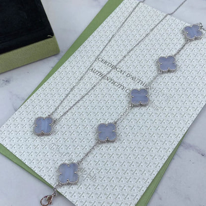 [LUXE] CLOVER 5 MOTIF PURPLE CHALCEDONY BRACELET COLLECTION