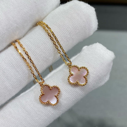 [LUXE]CLOVER 15MM PINK MOTHER-OF-PEARL SINGLE FLOWER NECKLACE