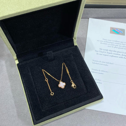 [LUXE]CLOVER 15MM PINK MOTHER-OF-PEARL SINGLE FLOWER NECKLACE