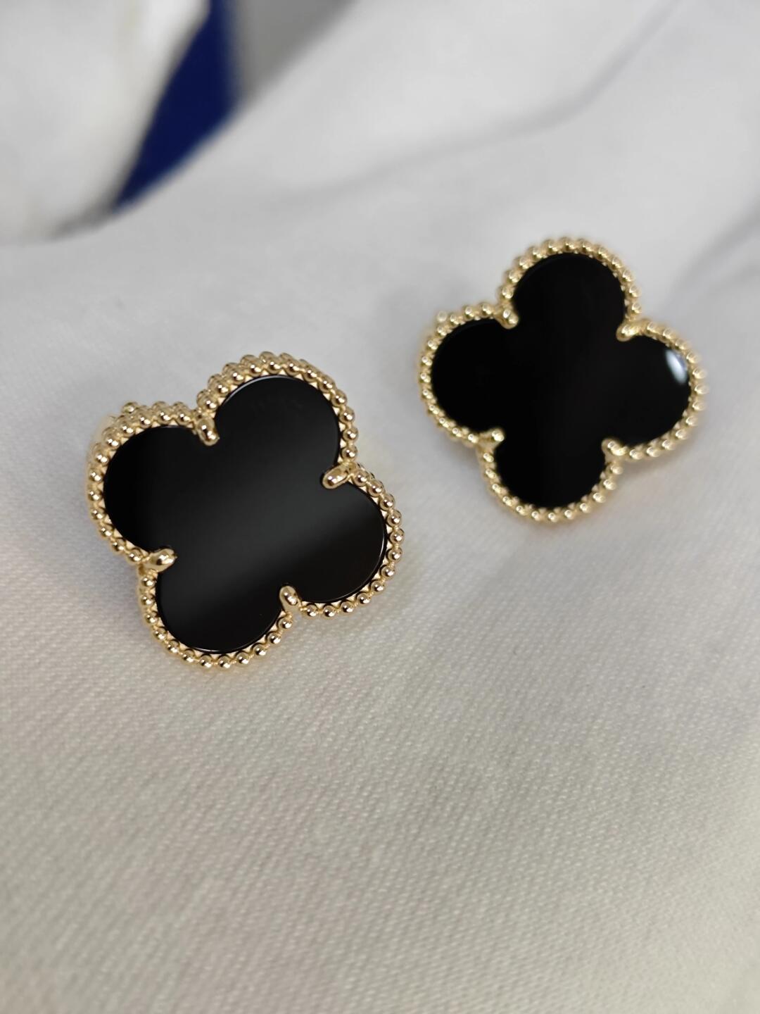 [LUXE]CLOVER 20MM BLACK MOP EARRINGS